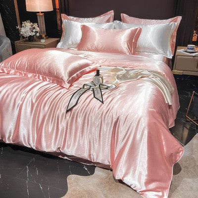 4-Piece Duvet Cover Set in Soft Silk Satin for Cozy Sleep