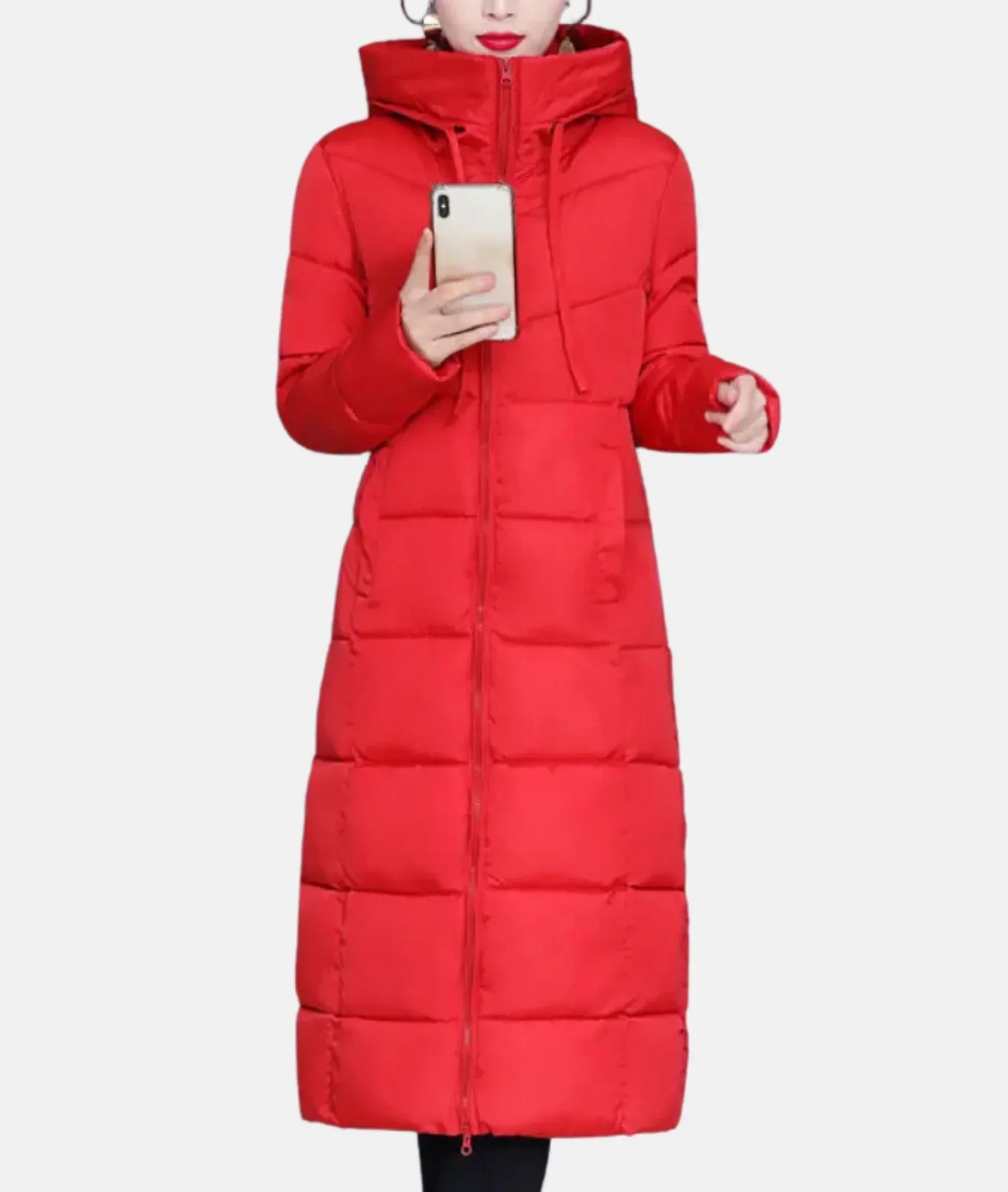Women’s Long Winter Coat | Extra Long Length & Hooded Design | Cotton-Polyester Blend | Comfortable Fit