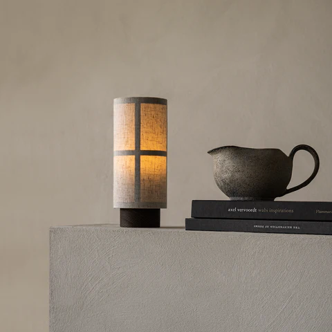 Serenity Linen Shade Table Lamp with Elegant Wood Base