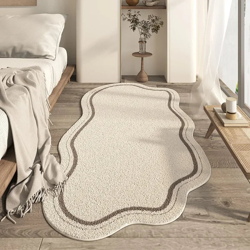 SerenityWave Contemporary Cream Area Rug with Unique Design