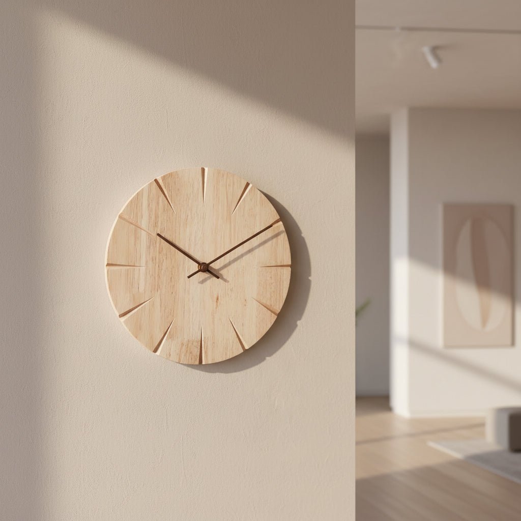 TranquilTimber Wall Clock with Pendulum – Solid Wood Design