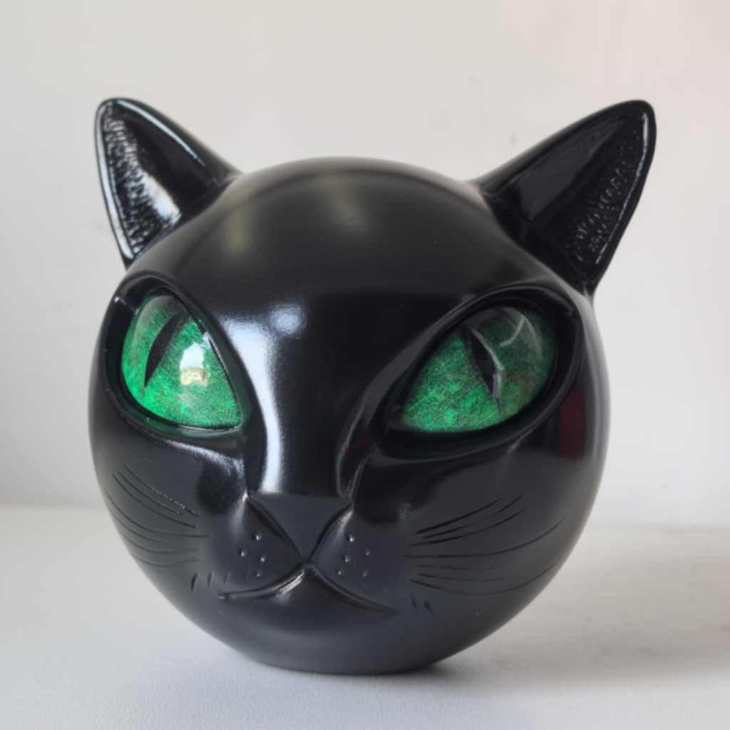 Charming Cat Head Sculpture for Elegant Home Accents