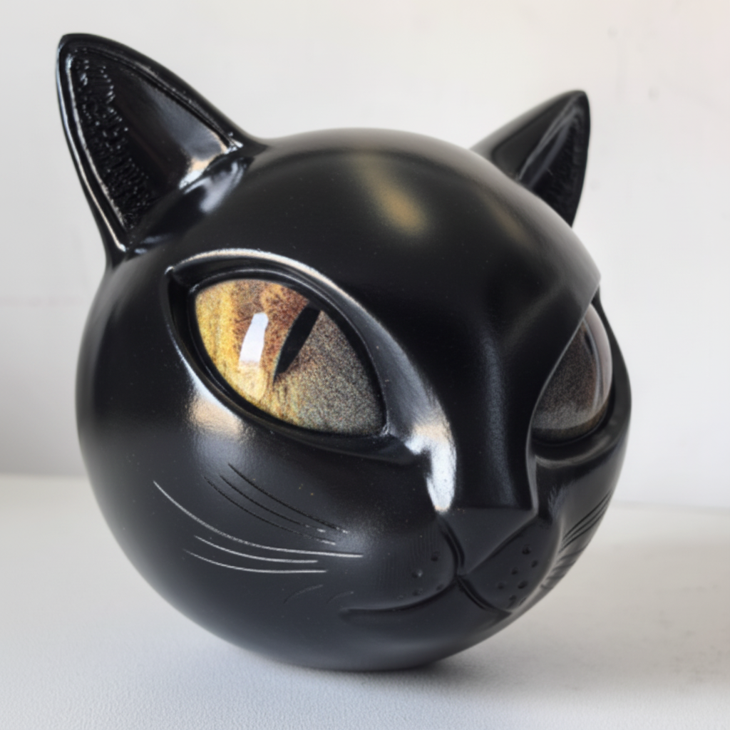Charming Cat Head Sculpture for Elegant Home Accents
