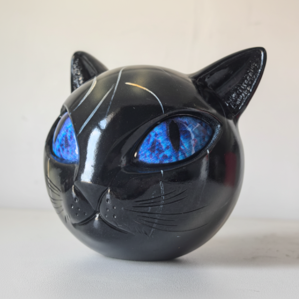Charming Cat Head Sculpture for Elegant Home Accents