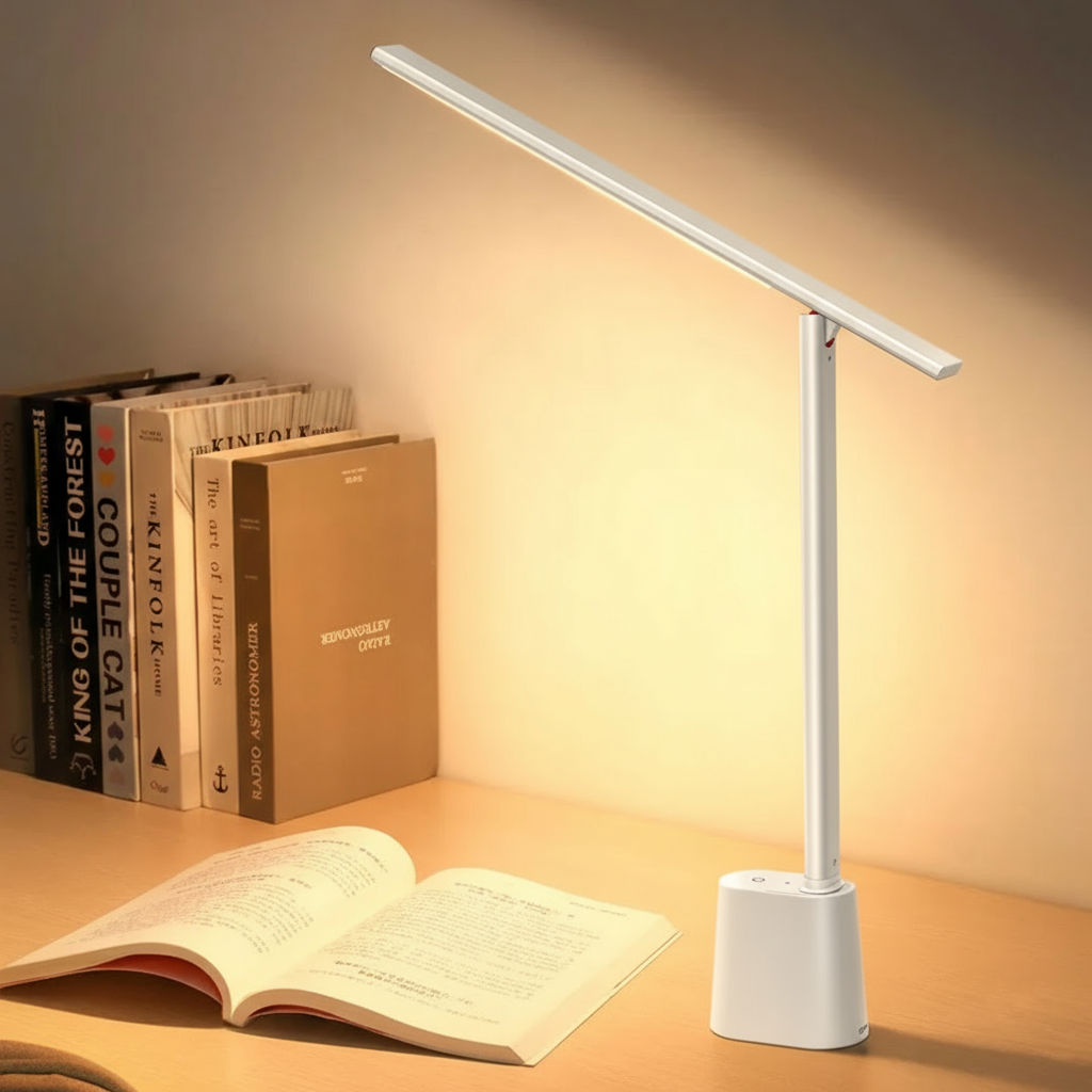 Battery-Powered Desk Lamp with Dimmable LED Light
