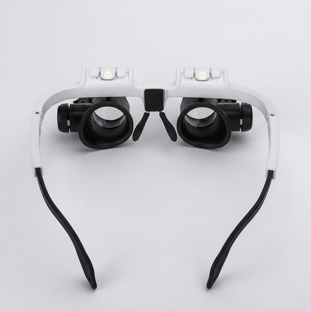 Lightweight Magnifier Headset with Adjustable Fit and Illumination