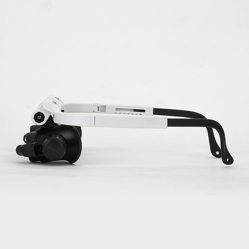 Lightweight Magnifier Headset with Adjustable Fit and Illumination
