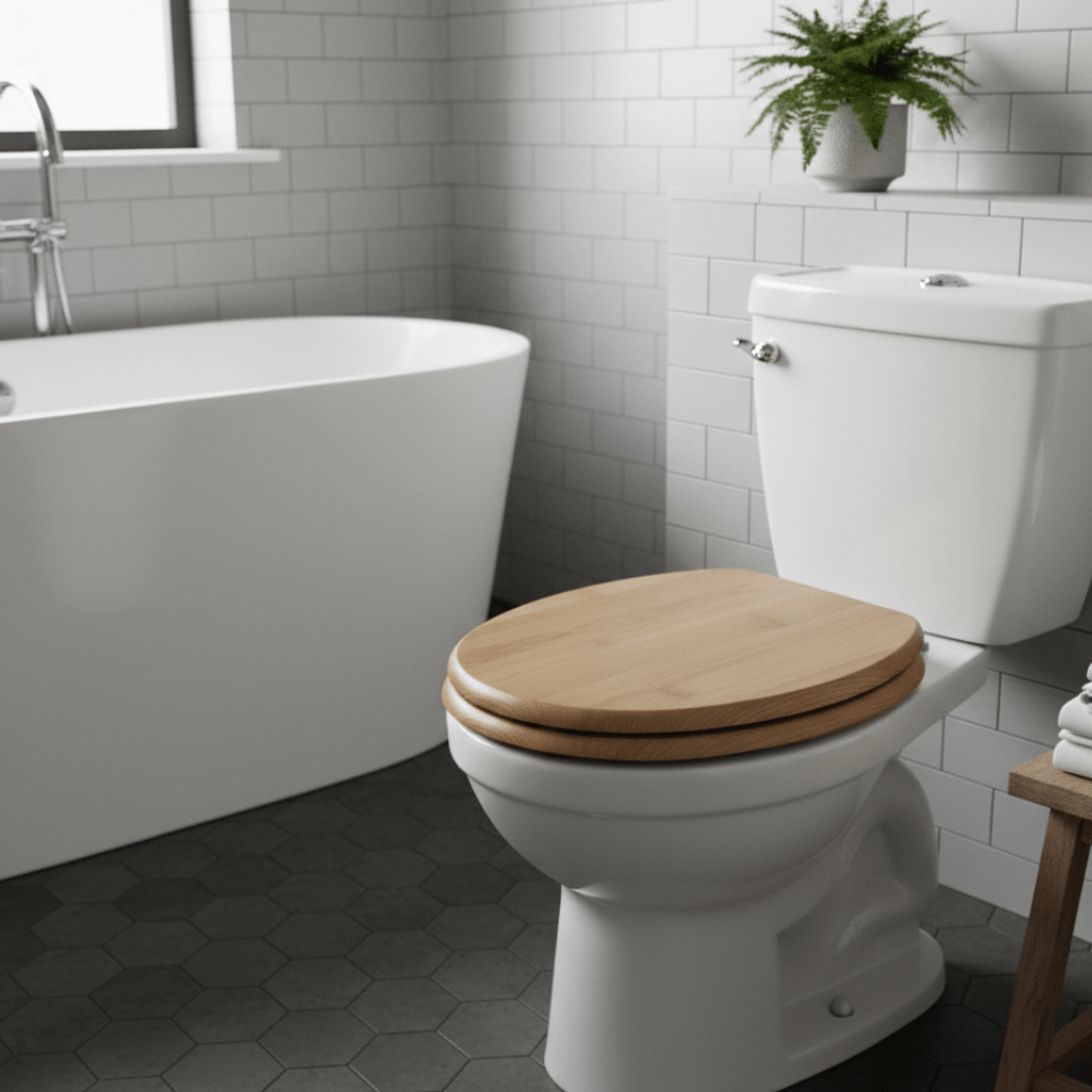 Natural Wood Toilet Seat With Silent Close Feature