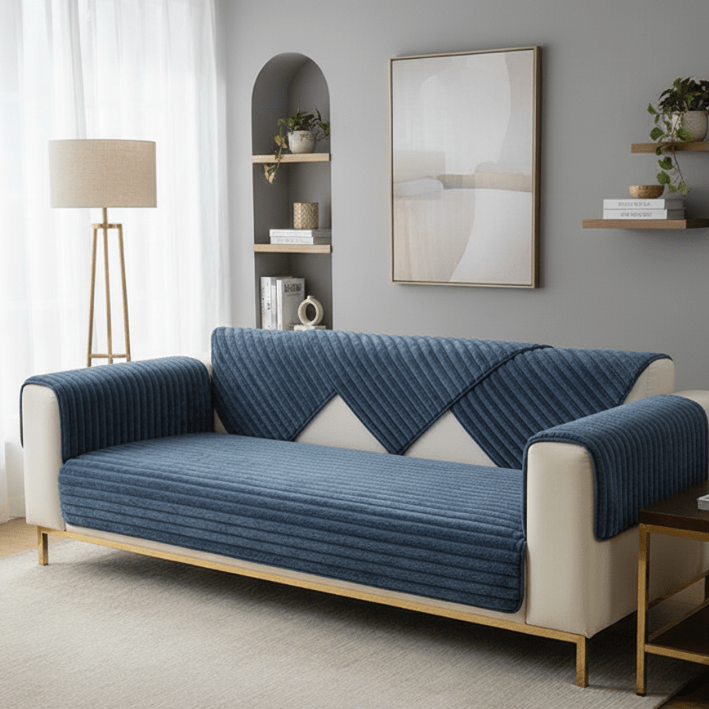 Plush Comfort Winter Sofa Protector in Soft Faux Fur