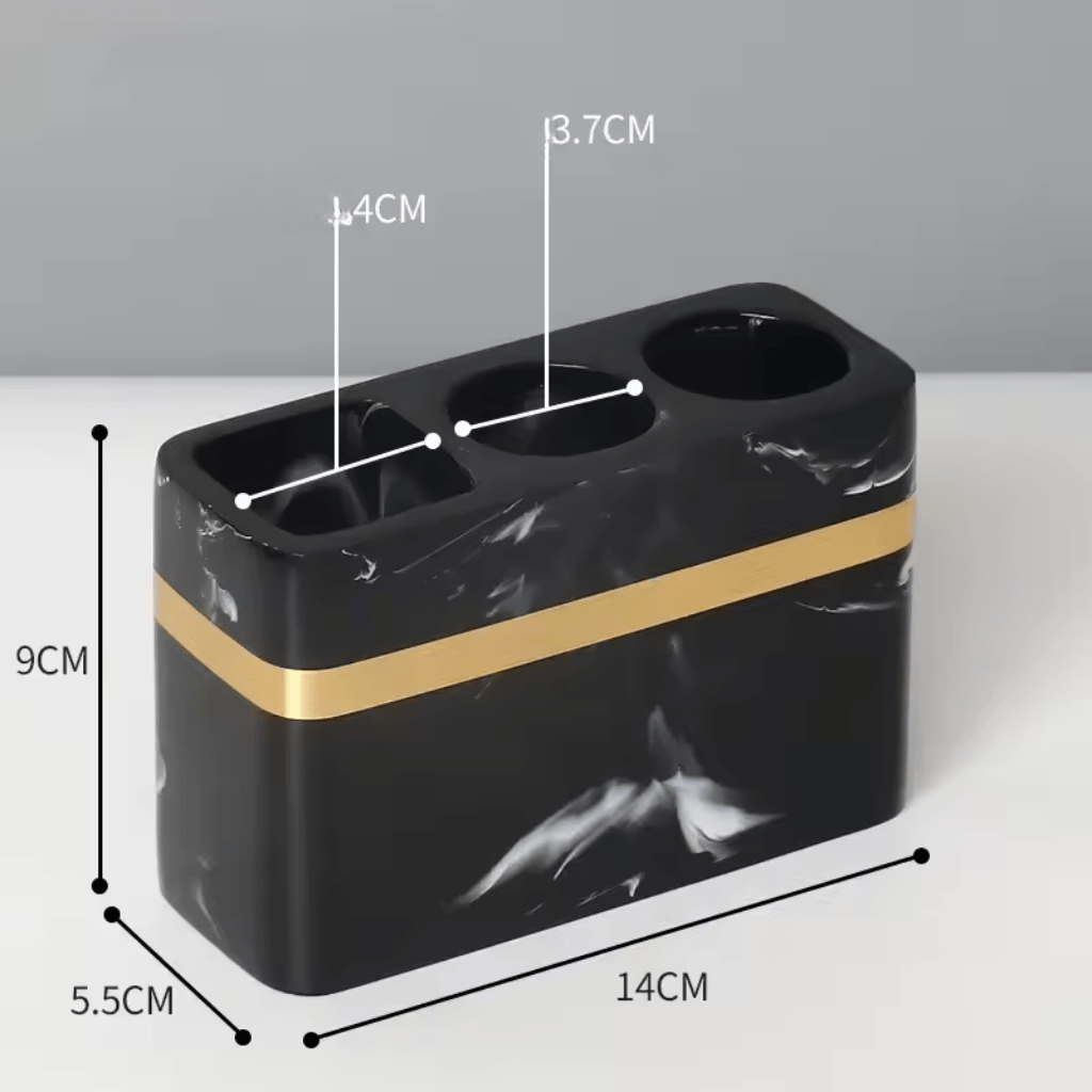 Sophisticated Black Marble Serving Tray with Elegant Gold Trim