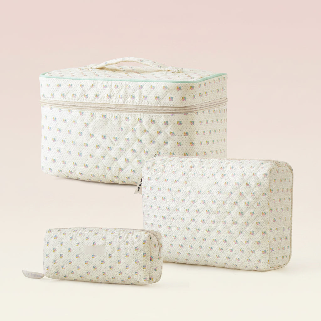 Chic Floral Travel Makeup Organizer Set for Everyday Essentials