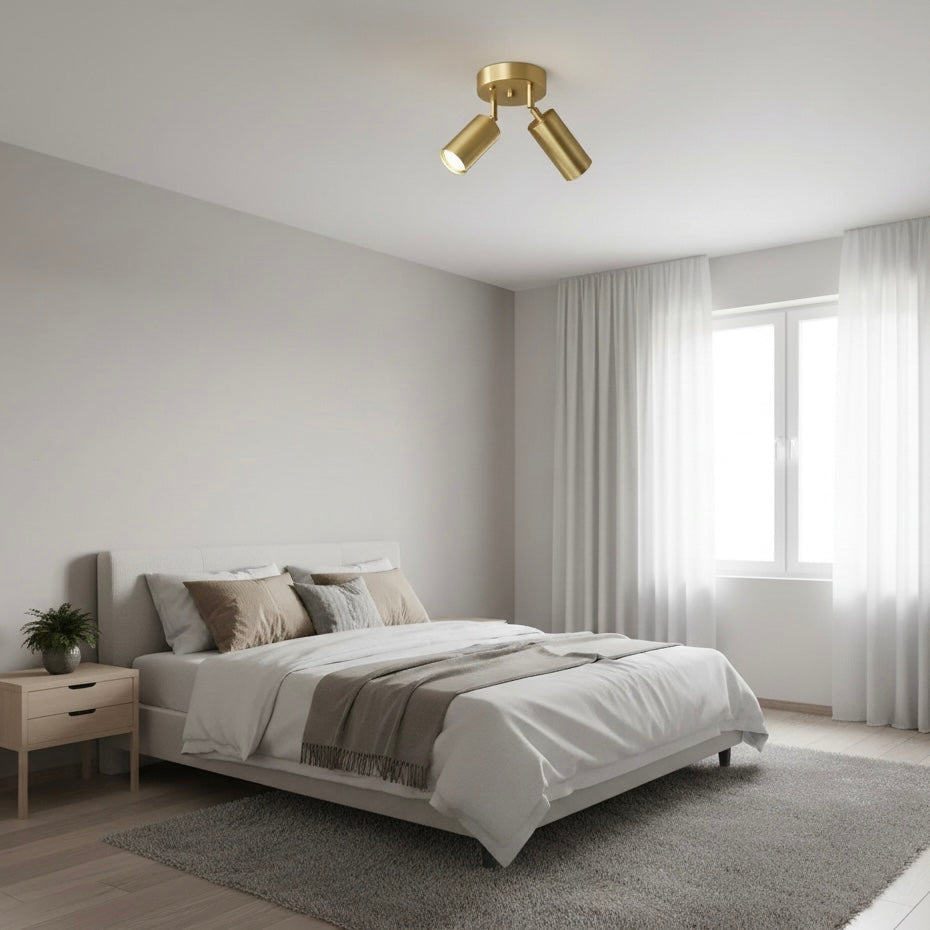 Brass-Finished Surface-Mounted Ceiling Spotlight with Marigold Design