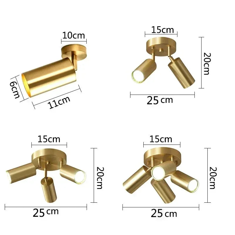 Brass-Finished Surface-Mounted Ceiling Spotlight with Marigold Design