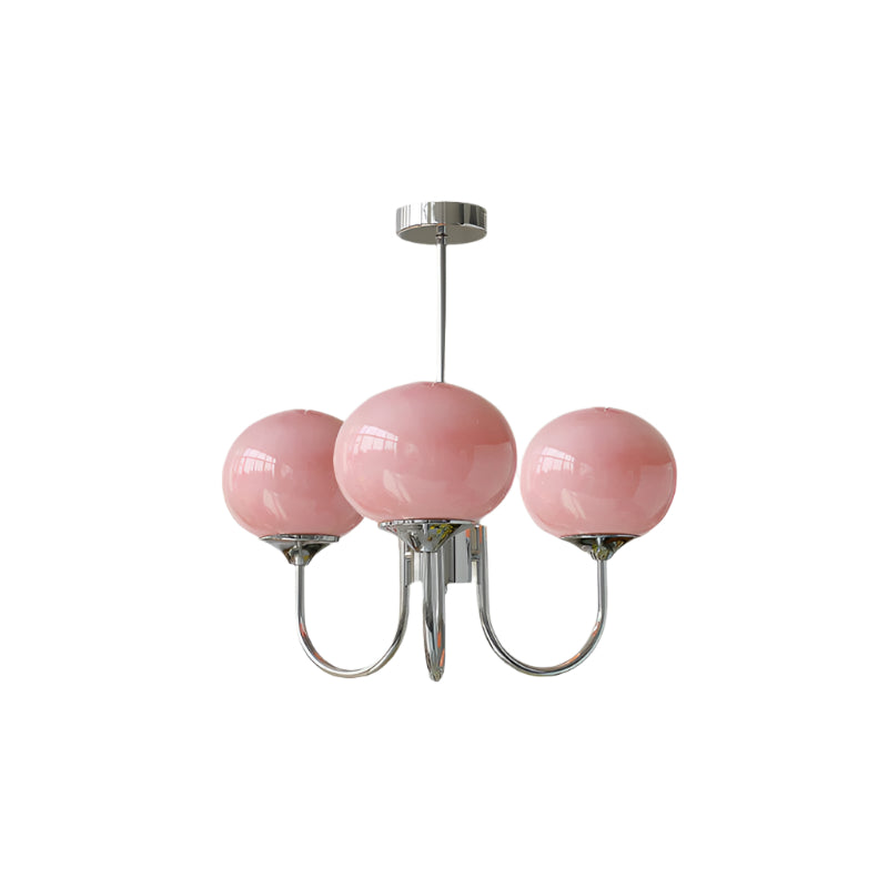 Ceiling Chandelier | Five-Arm with Glass Globe Shades | Adjustable Suspension Rods | Elegant Home Lighting