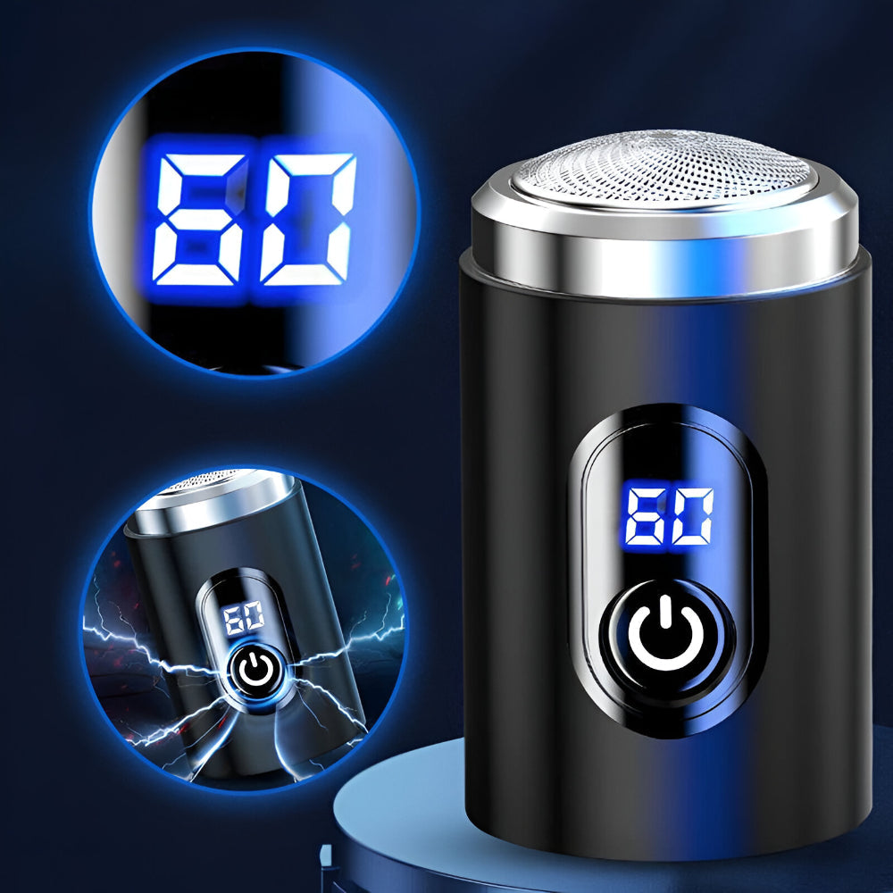 Compact Electric Razor with Digital Indicator and USB-C Charging