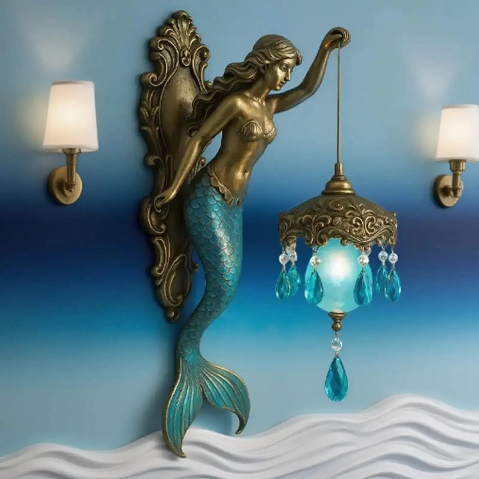 Baroque Style Wall Lamp – Romantic Mermaid Design for Home Lighting