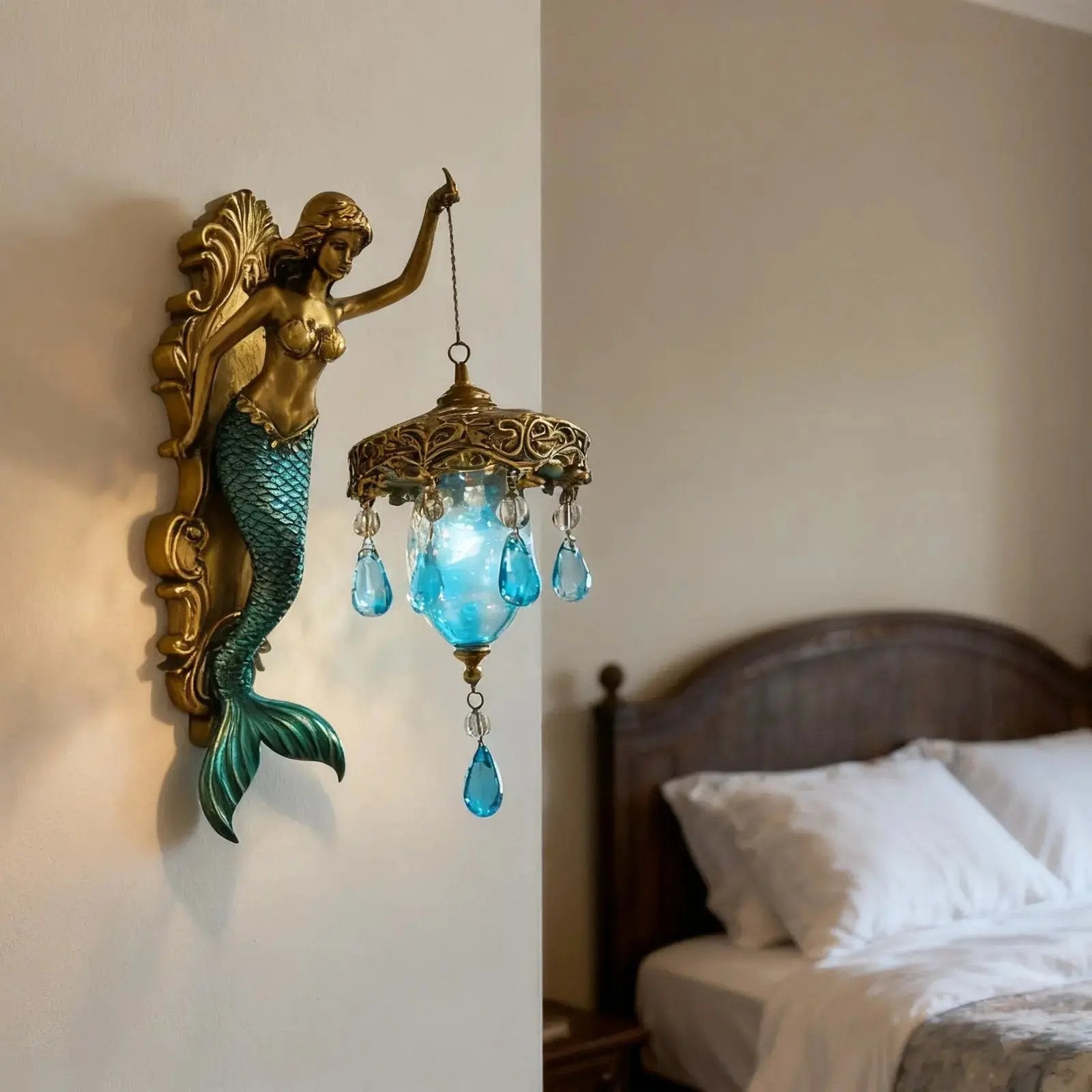 Baroque Style Wall Lamp – Romantic Mermaid Design for Home Lighting
