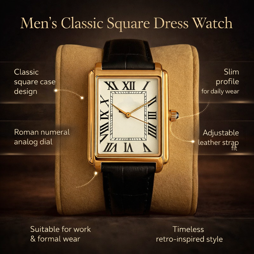 Men's Retro Square Analog Watch for Everyday Elegance
