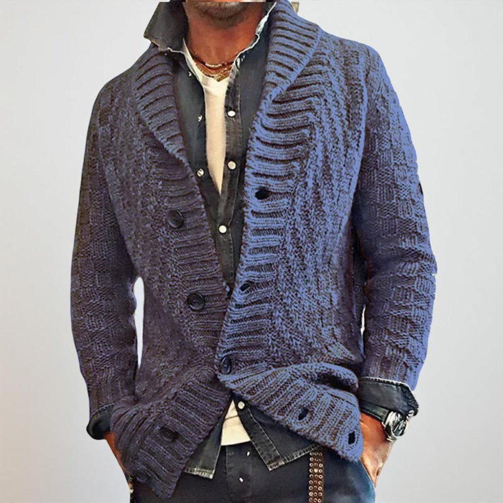 Men's Cozy Knit Cardigan with Shawl Collar for Effortless Style