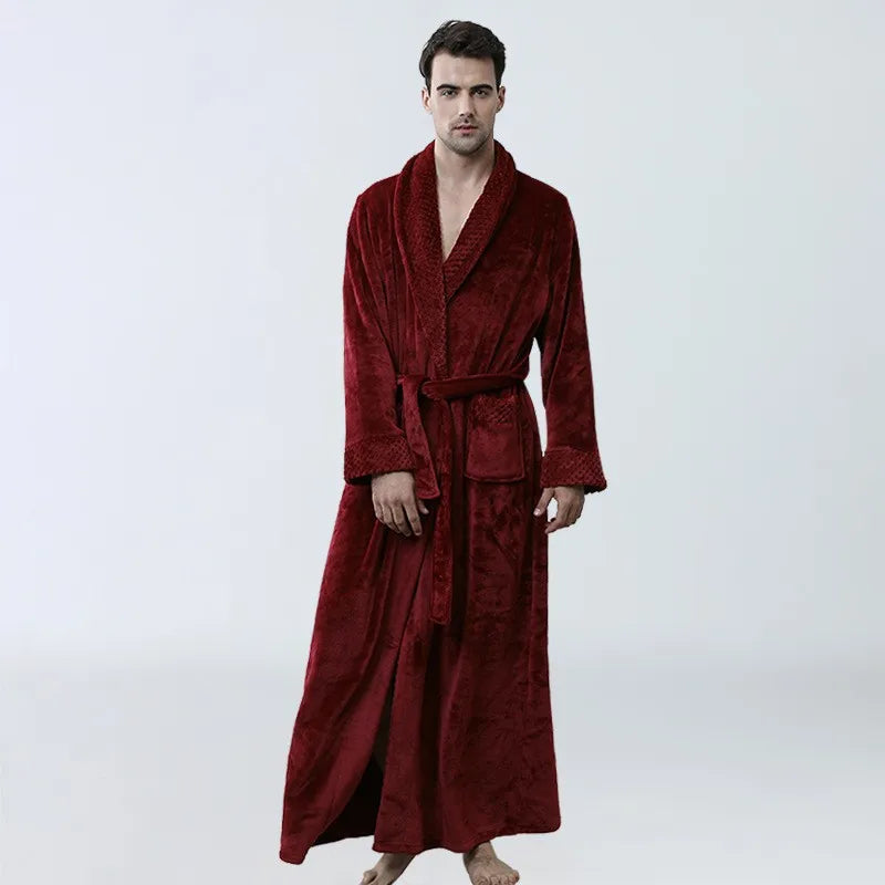 Men's Cozy Fleece Robe – Luxurious Long Gown for Warmth