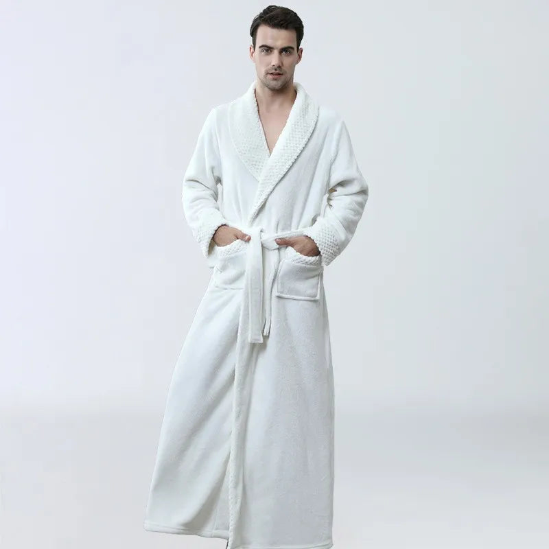 Men's Cozy Fleece Robe – Luxurious Long Gown for Warmth
