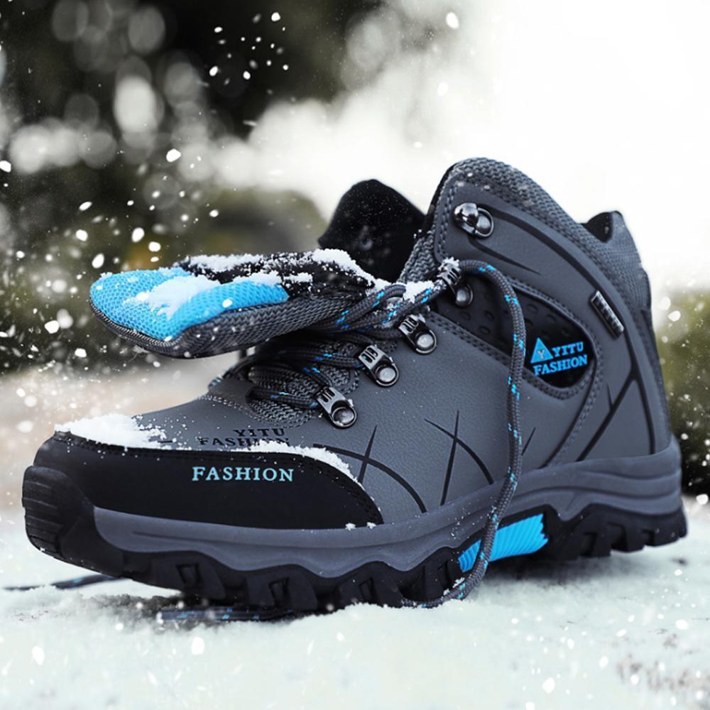Waterproof Non-Slip Hiking Boots for Men with Fleece Lining - Winter Wear