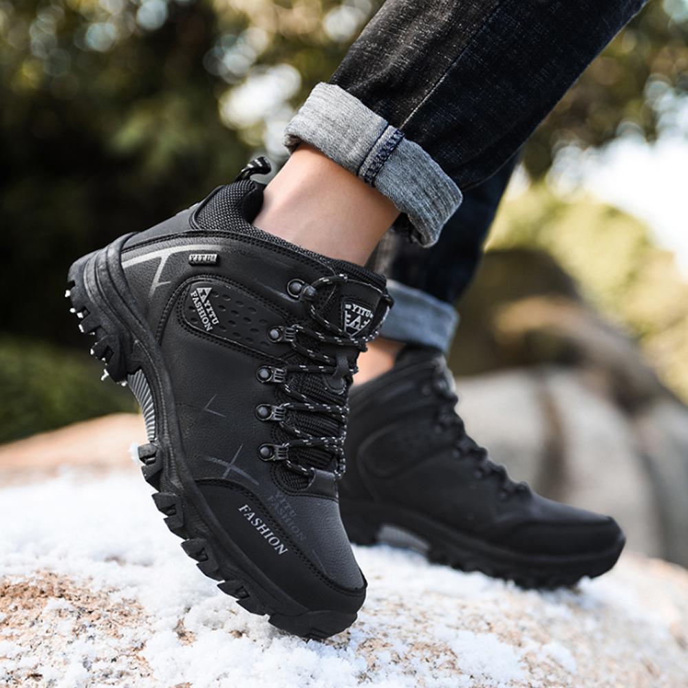 Waterproof Non-Slip Hiking Boots for Men with Fleece Lining - Winter Wear