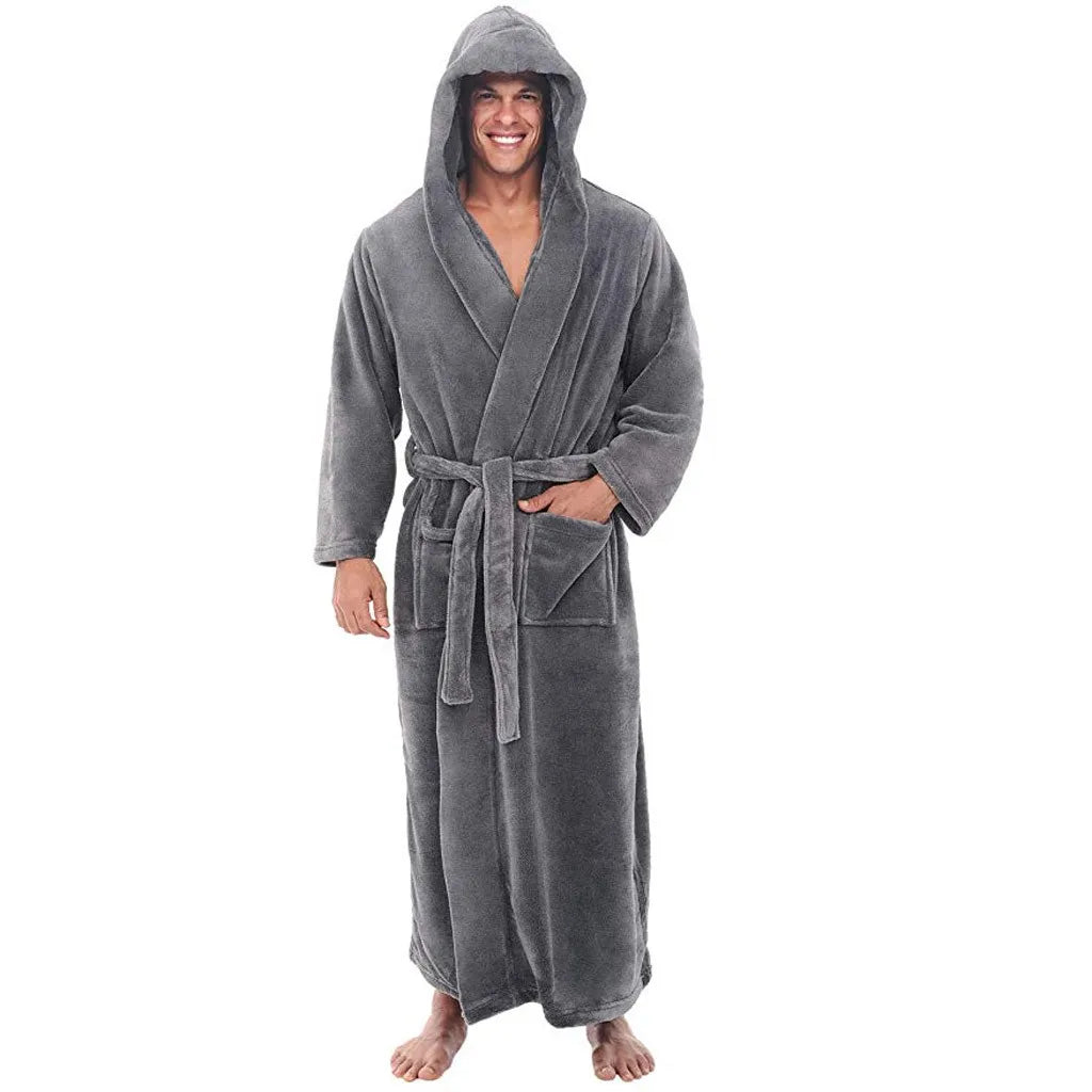 Cozy Men's Hooded Robe – Plush Comfort for Relaxation