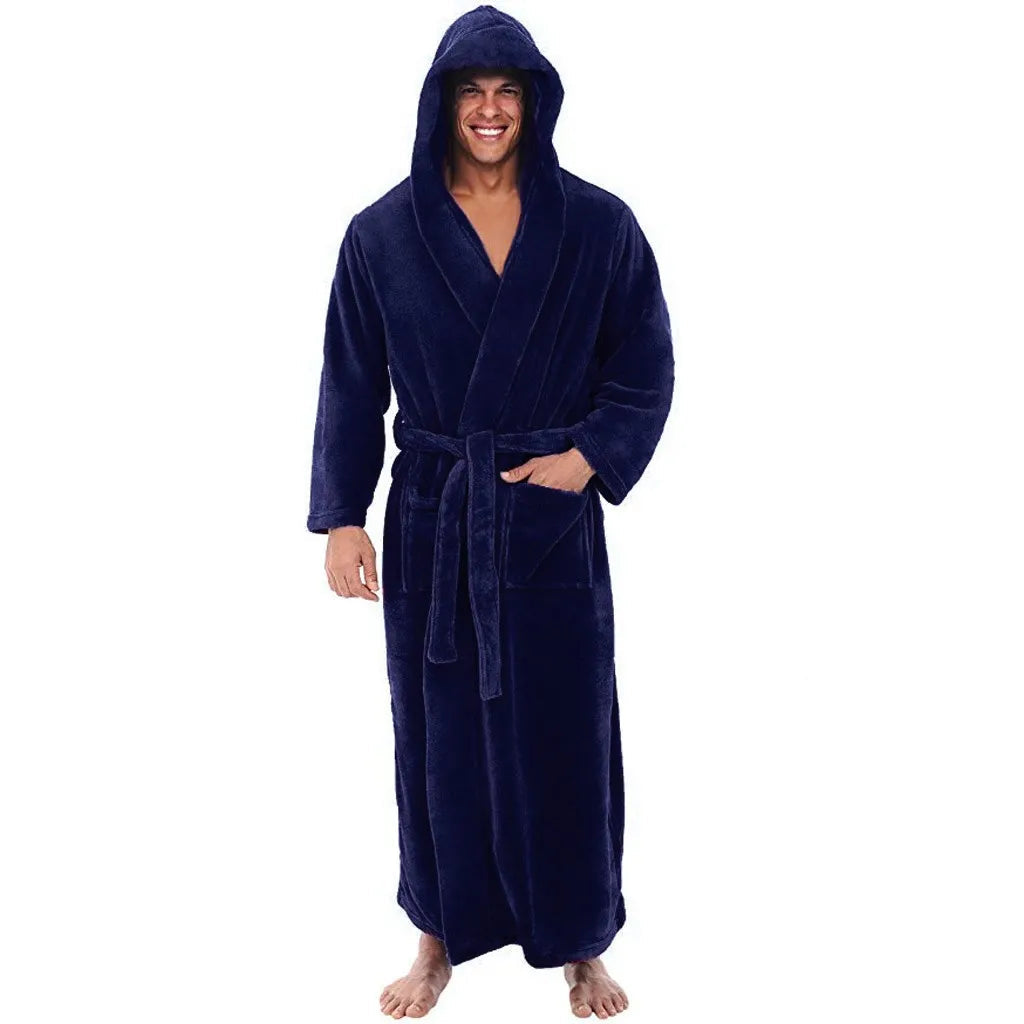 Cozy Men's Hooded Robe – Plush Comfort for Relaxation