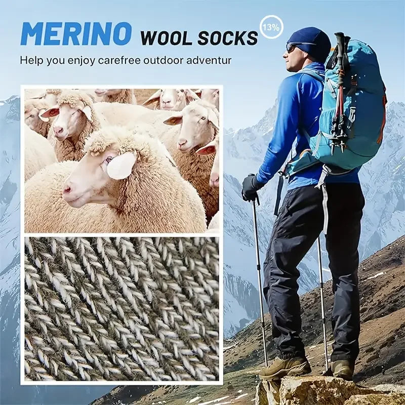 Comfortable Merino Wool Hiking Socks for Men and Women with Extra Padding