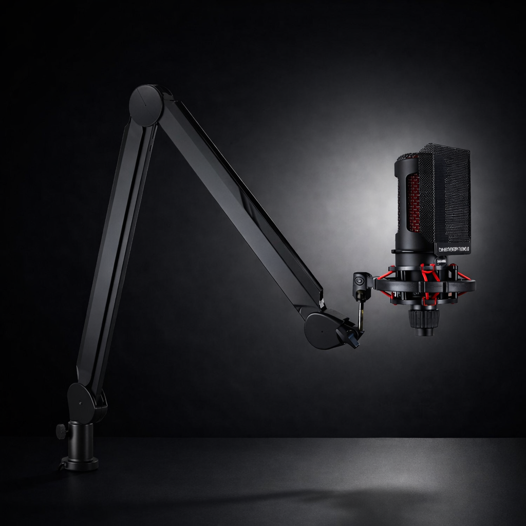 Versatile Microphone Boom Arm with Integrated Cable Management