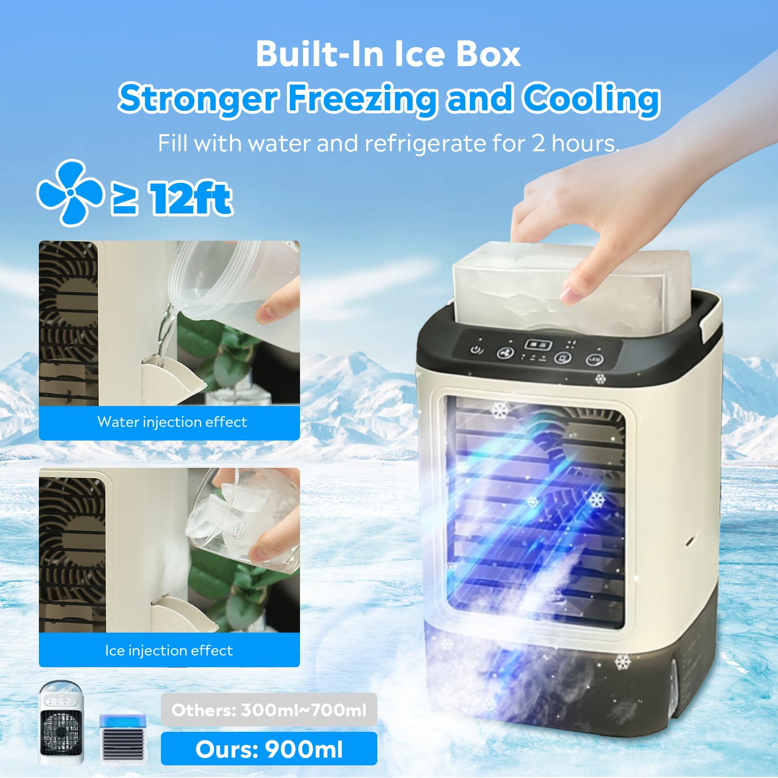 Portable Mini Air Conditioner – 4-in-1 AC with Rapid Cooling & Adjustable Airflow for Home, Office, Travel