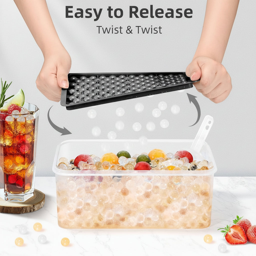 Compact Silicone Sphere Ice Maker with Lid for Bottles