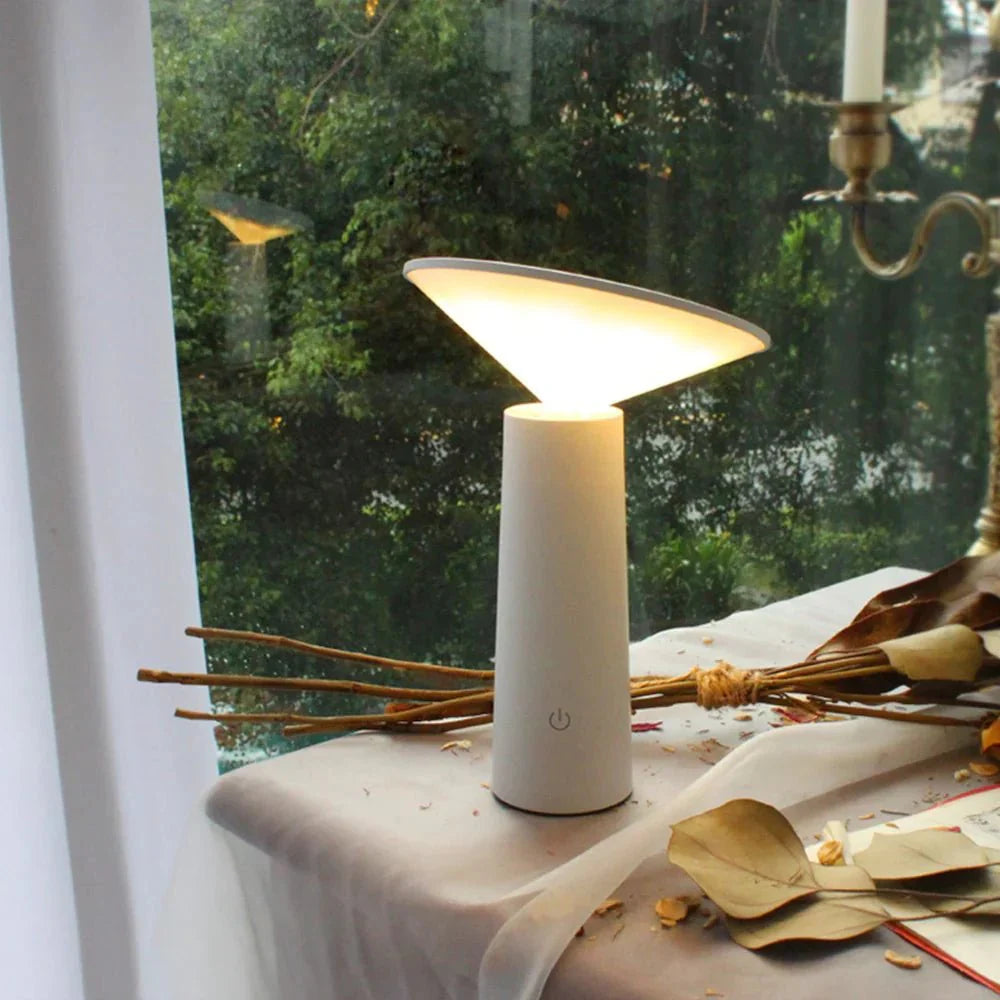 Sleek Rechargeable LED Desk Lamp with Adjustable Shade and Brightness