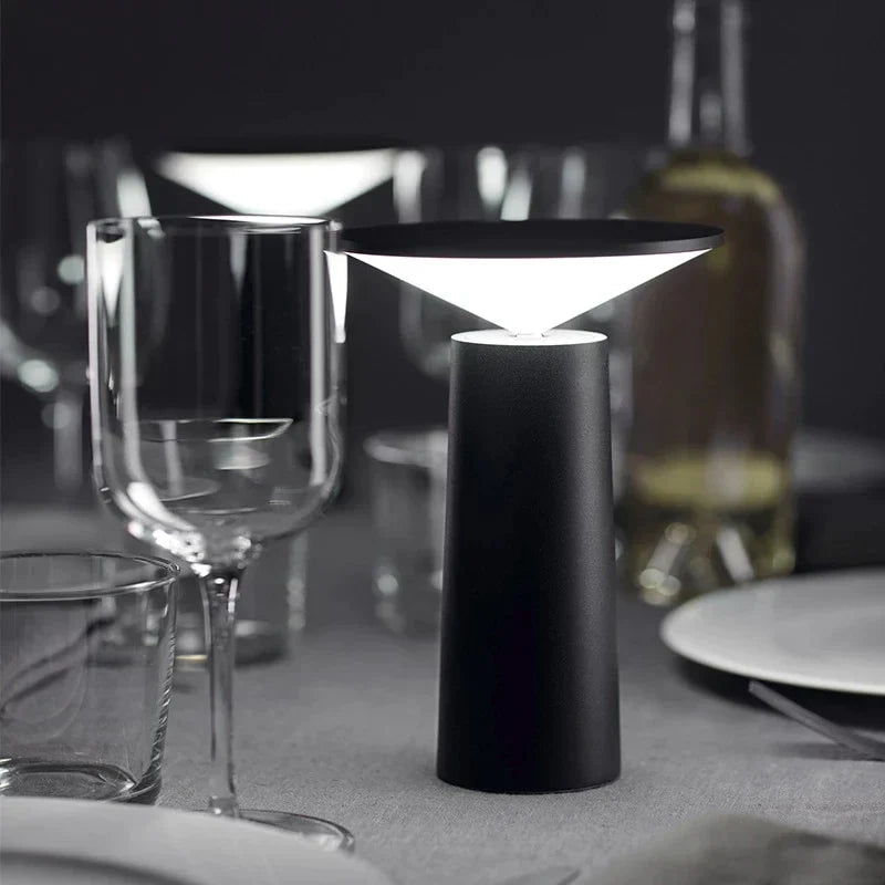 Sleek Rechargeable LED Desk Lamp with Adjustable Shade and Brightness