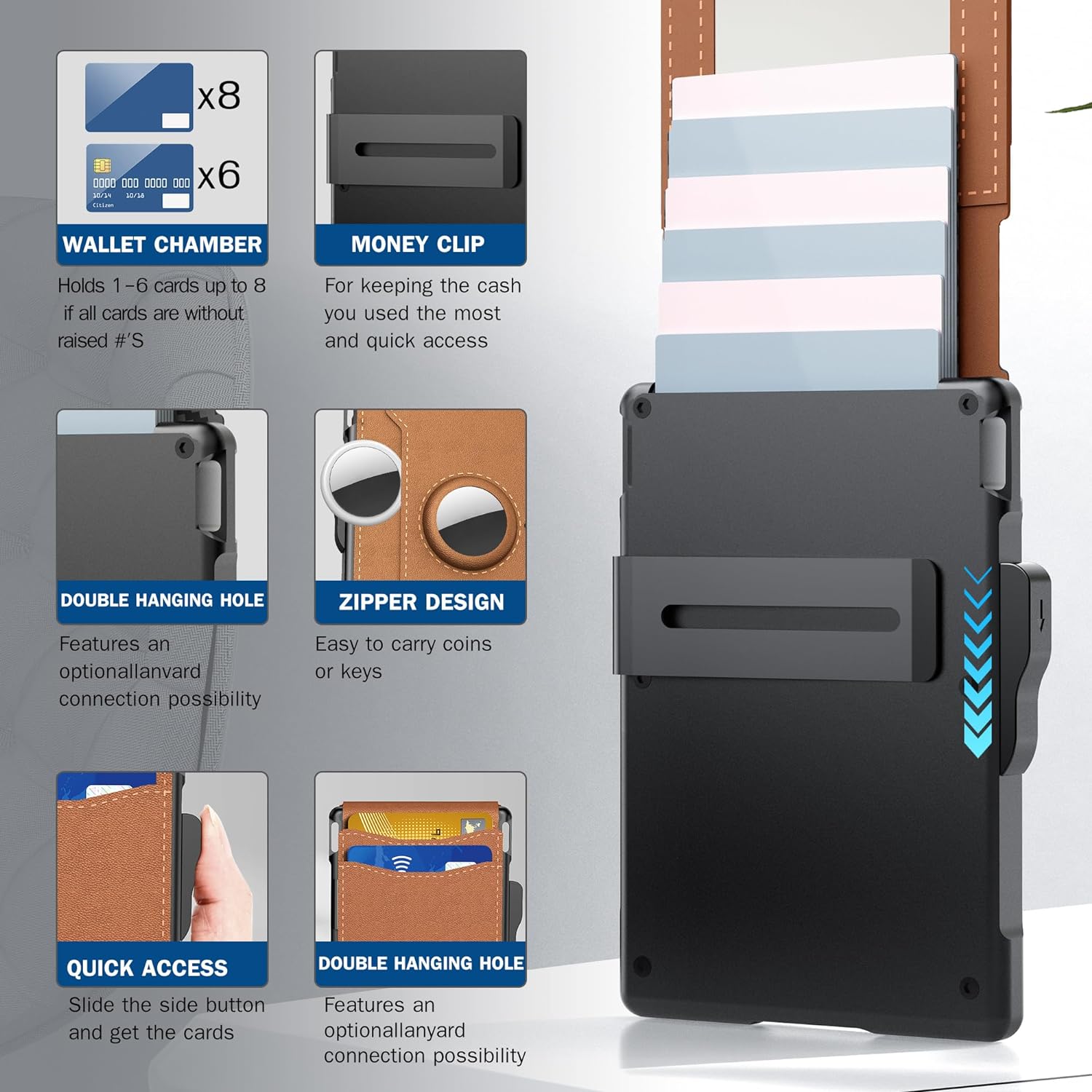 Slim Aluminum Money Clip Wallet with RFID Shielding | Elegant Card Holder