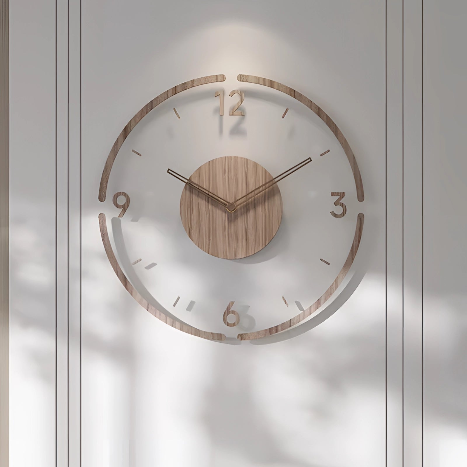 Large Silent Quartz Wall Clock – Modern Wooden Minimalist Decor