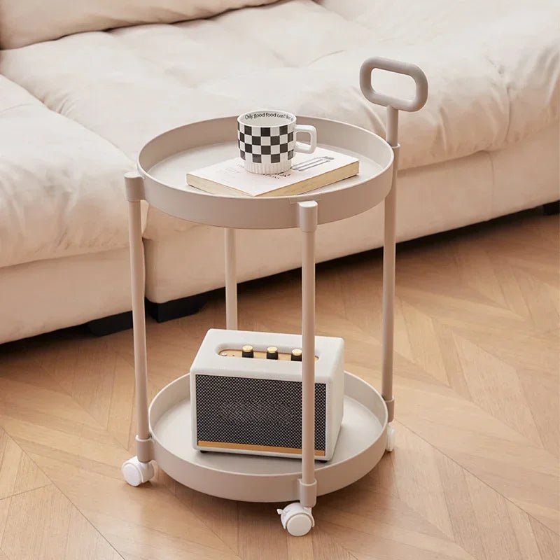 FlexiMove Compact Rolling Side Table with Dual Shelves