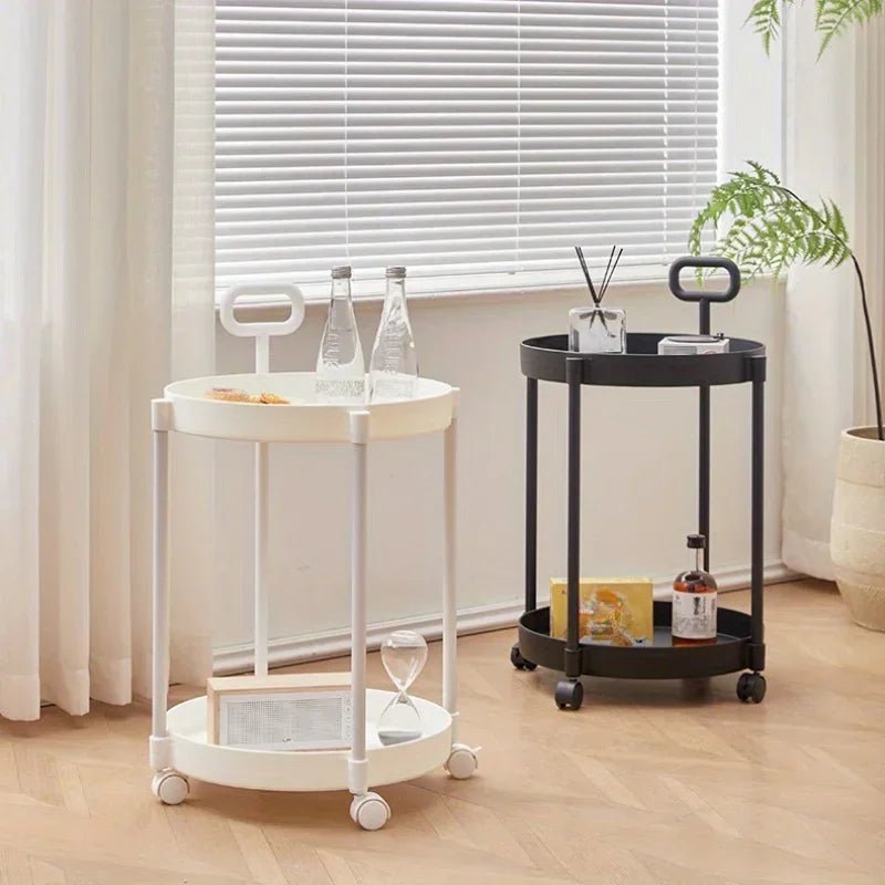 FlexiMove Compact Rolling Side Table with Dual Shelves