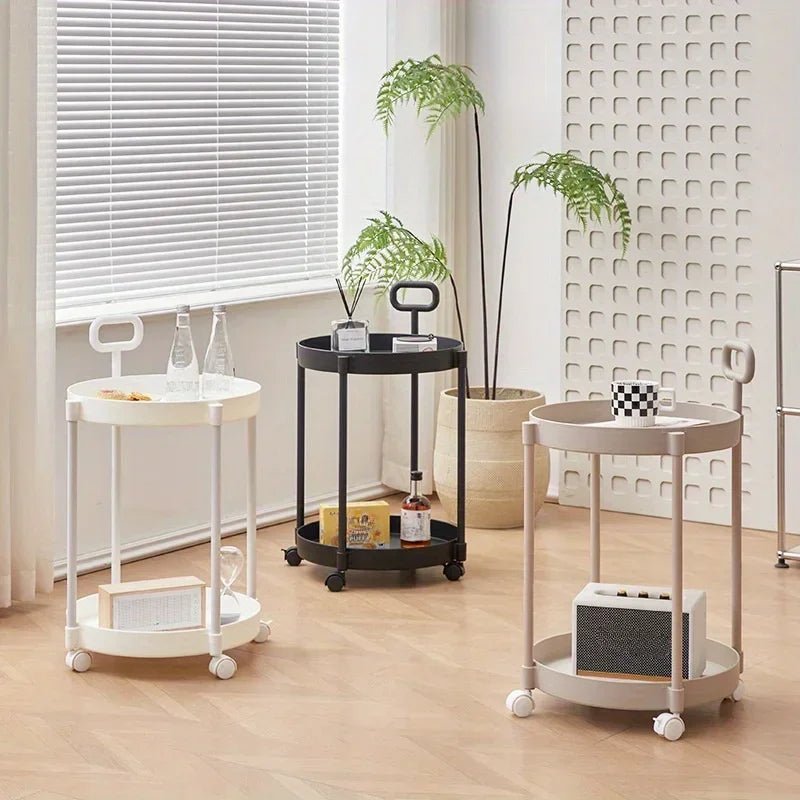 FlexiMove Compact Rolling Side Table with Dual Shelves