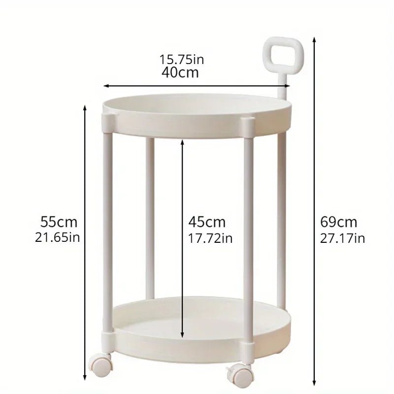 FlexiMove Compact Rolling Side Table with Dual Shelves
