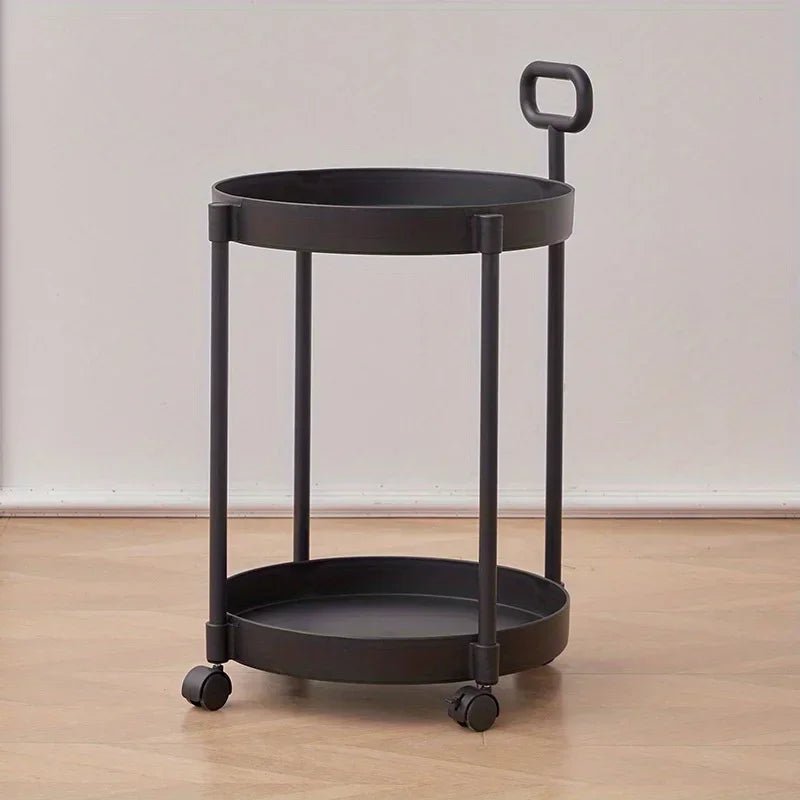 FlexiMove Compact Rolling Side Table with Dual Shelves