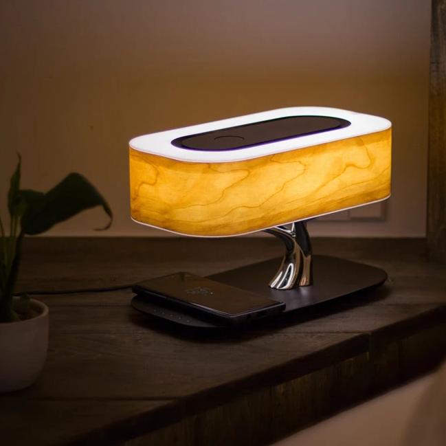 Versatile LED Lamp with Wireless Charging & Speaker Functionality