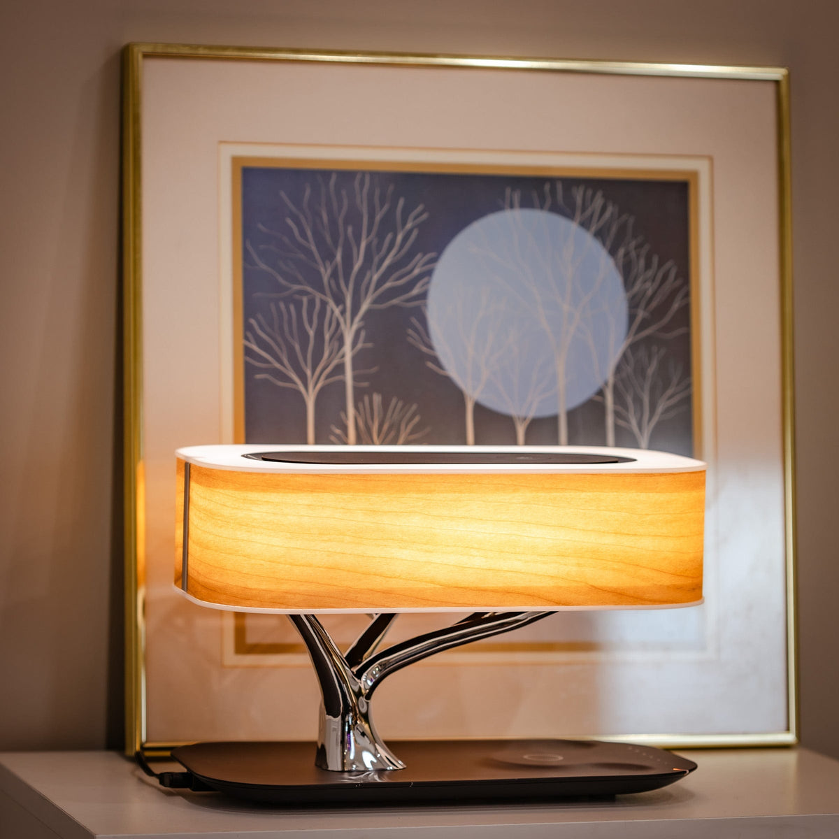 Versatile LED Lamp with Wireless Charging & Speaker Functionality
