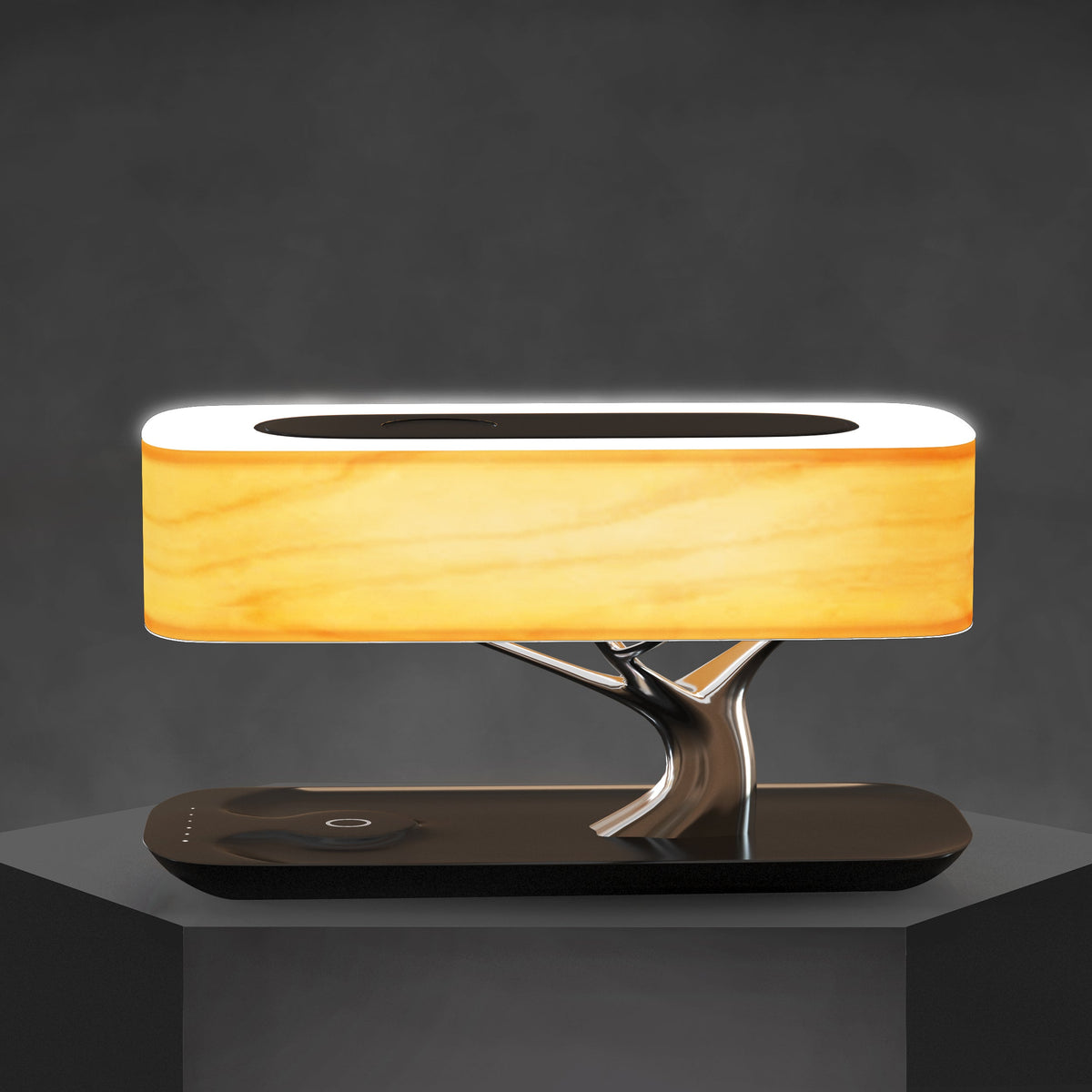 Versatile LED Lamp with Wireless Charging & Speaker Functionality