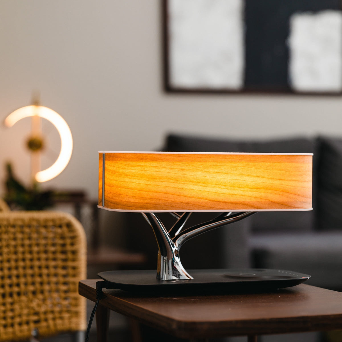 Versatile LED Lamp with Wireless Charging & Speaker Functionality