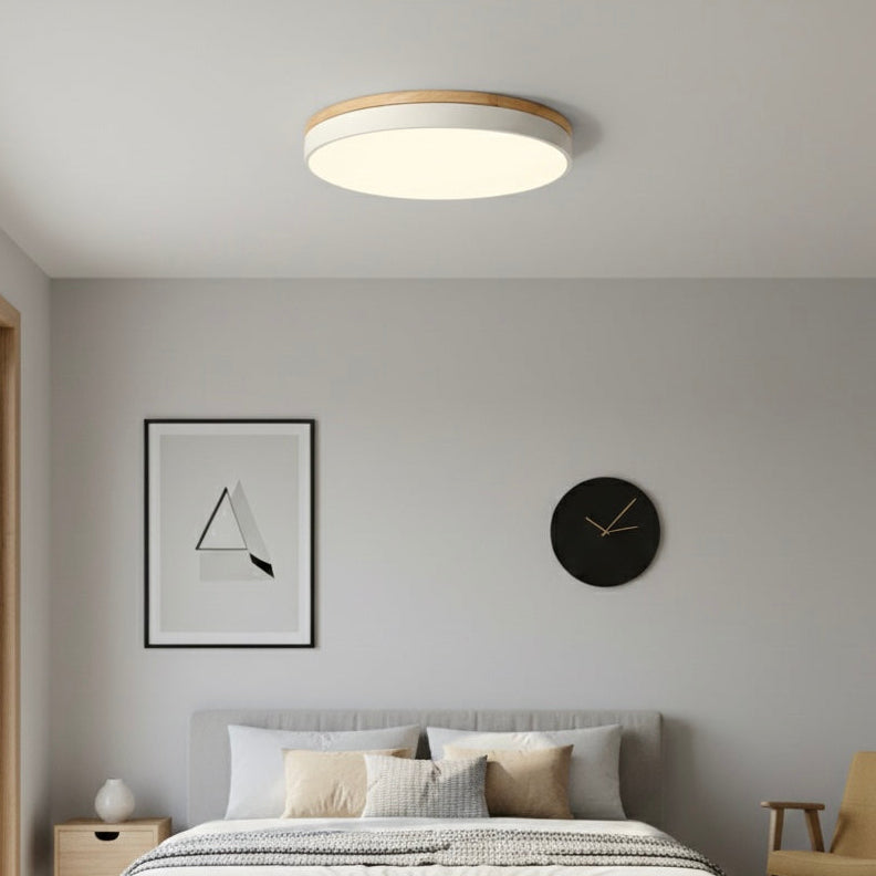 Natural Wood and Metal LED Ceiling Light - 30cm, 40cm, 50cm - 3000K Warm White - Hardwired - 220V