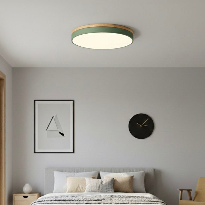 Natural Wood and Metal LED Ceiling Light - 30cm, 40cm, 50cm - 3000K Warm White - Hardwired - 220V