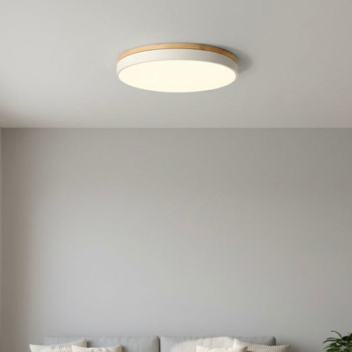 Natural Wood and Metal LED Ceiling Light - 30cm, 40cm, 50cm - 3000K Warm White - Hardwired - 220V