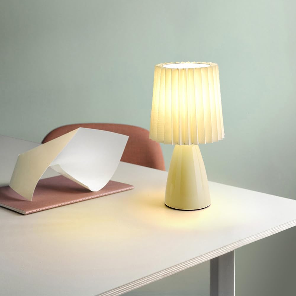 Sleek Ceramic Bedside Lamp with Elegant Fabric Shade